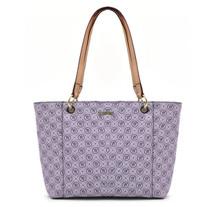 Borsa firmata yycoveri shopping tote capiente spalla tasche interne fantasia logata logo