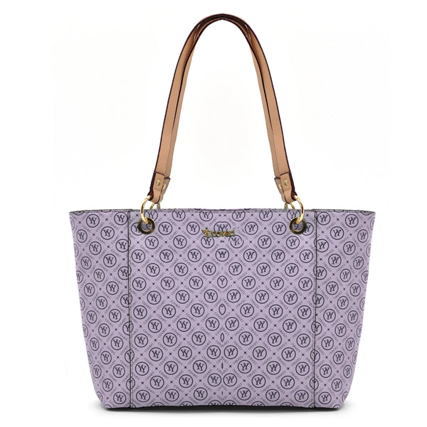 Borsa firmata yycoveri shopping tote capiente spalla tasche interne fantasia logata logo