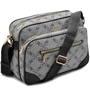 Borsa tracolla firmata YY COVERI in simil pelle pregiata tasche con cerniera fantasia logata originale