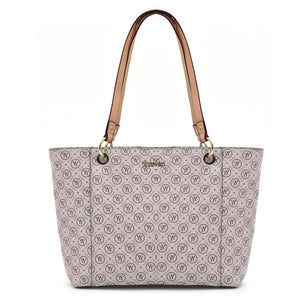 Borsa firmata yycoveri shopping tote capiente spalla tasche interne fantasia logata logo