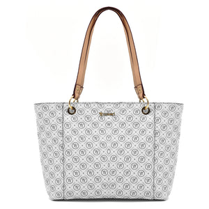 Borsa firmata yycoveri shopping tote capiente spalla tasche interne fantasia logata logo