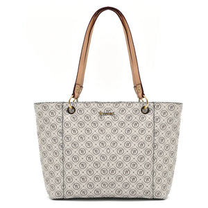 Borsa firmata yycoveri shopping tote capiente spalla tasche interne fantasia logata logo