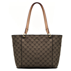 Borsa firmata yycoveri shopping tote capiente spalla tasche interne fantasia logata logo