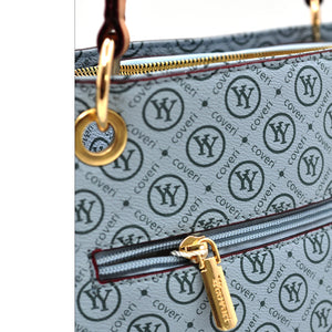 Borsa firmata yycoveri shopping tote capiente spalla tasche interne fantasia logata logo