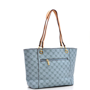 Borsa firmata yycoveri shopping tote capiente spalla tasche interne fantasia logata logo