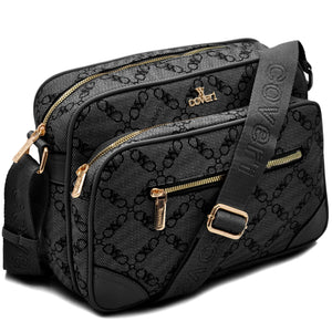 Borsa tracolla firmata YY COVERI in simil pelle pregiata tasche con cerniera fantasia logata originale