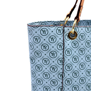 Borsa firmata yycoveri shopping tote capiente spalla tasche interne fantasia logata logo
