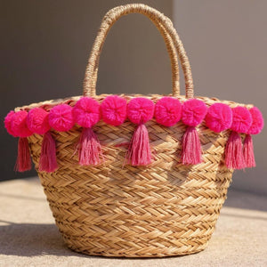 Lunare– Borsa Coffa Donna in Paglia Naturale Traforata pizzo Grande Vimini Mare Spiaggia Palma Decorata