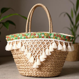 Amaranta – Borsa Coffa Donna in Paglia Naturale Traforata pizzo Grande Vimini Mare Spiaggia Palma Decorata