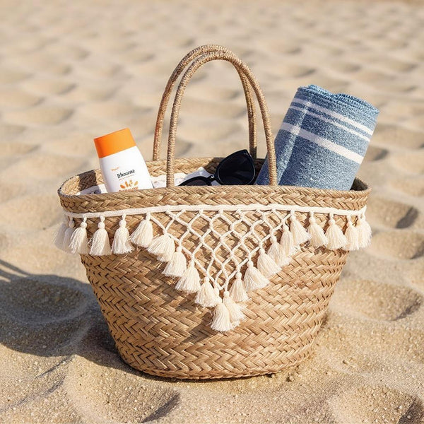 Amaranta – Borsa Coffa Donna in Paglia Naturale Traforata pizzo Grande Vimini Mare Spiaggia Palma Decorata