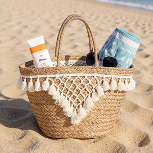 Amaranta – Borsa Coffa Donna in Paglia Naturale Traforata pizzo Grande Vimini Mare Spiaggia Palma Decorata