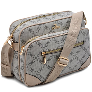 Borsa tracolla firmata YY COVERI in simil pelle pregiata tasche con cerniera fantasia logata originale