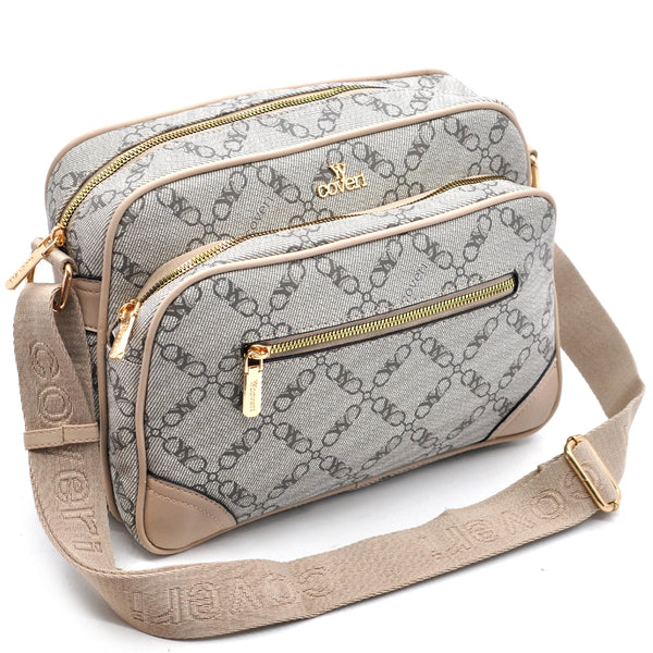 Borsa tracolla firmata YY COVERI in simil pelle pregiata tasche con cerniera fantasia logata originale