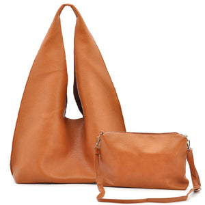 2in1 Borsa + borsetta omaggio GYOIAMEA firmata a sacco hobo secchio capiente a spalla tracolla grande