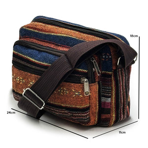 Borsa Donna tessuto nuova Tracolla Multi Tasche piccola 4 zip colorata etnica
