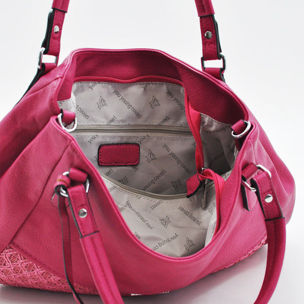 COVERI borsa donna sacco hobo pelle grande spalla grande morbida ricamata nuova