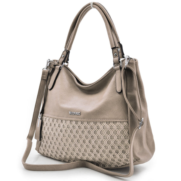 COVERI borsa donna sacco hobo pelle grande spalla grande morbida ricamata nuova