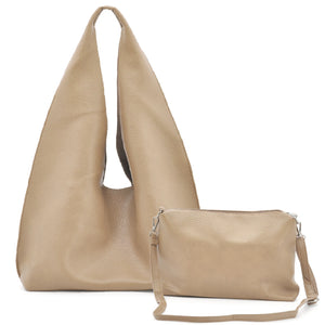 2in1 Borsa + borsetta omaggio GYOIAMEA firmata a sacco hobo secchio capiente a spalla tracolla grande