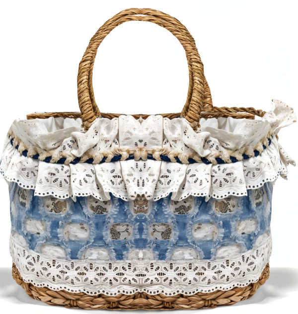 La Fior di Vimini – Borsa Coffa Donna in Paglia Naturale Traforata Grande Vimini Mare Spiaggia Palma Decorata