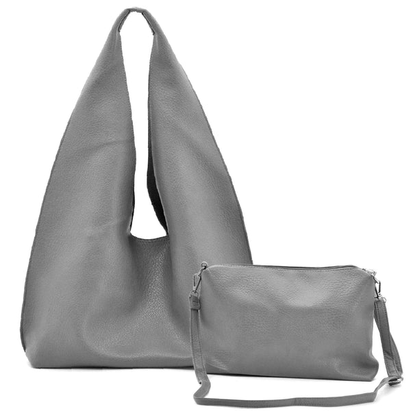 2in1 Borsa + borsetta omaggio GYOIAMEA firmata a sacco hobo secchio capiente a spalla tracolla grande
