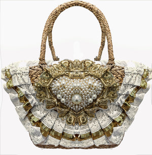 La Aura Naturale – Borsa Coffa Donna in Paglia Naturale Traforata jeans Grande Vimini Mare Spiaggia Palma Decorata (Copia)