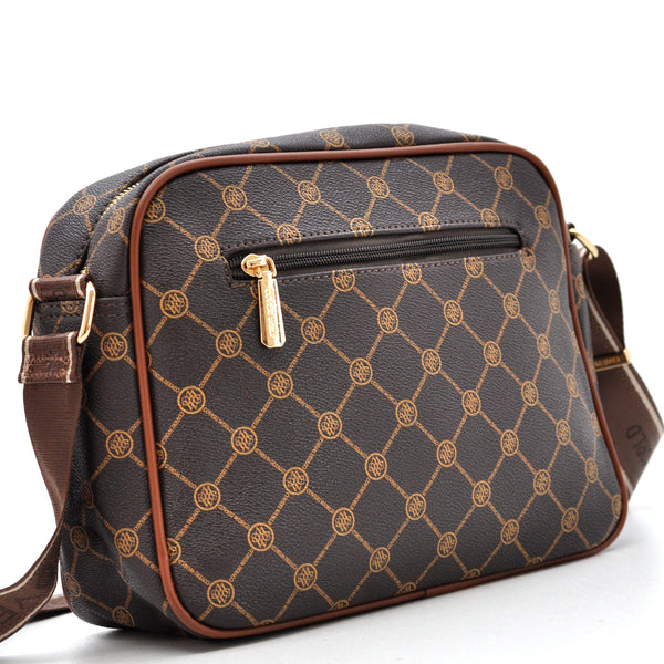 Borsa firmata Coveri World logata borsetta donna logo zip tracolla fantasia multi tasche