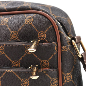 Borsa firmata Coveri World logata borsetta donna logo zip tracolla fantasia multi tasche