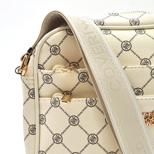 Borsa firmata Coveri World logata borsetta donna logo zip tracolla fantasia multi tasche