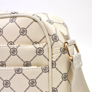 Borsa firmata Coveri World logata borsetta donna logo zip tracolla fantasia multi tasche