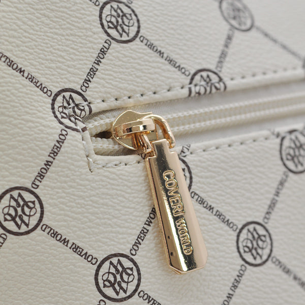 Borsa firmata Coveri World logata borsetta donna logo zip tracolla fantasia multi tasche