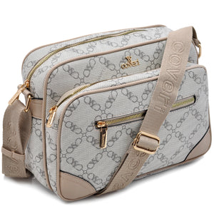 Borsa tracolla firmata YY COVERI in simil pelle pregiata tasche con cerniera fantasia logata originale