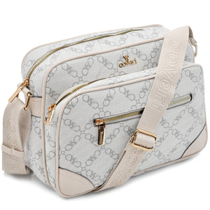 Borsa tracolla firmata YY COVERI in simil pelle pregiata tasche con cerniera fantasia logata originale