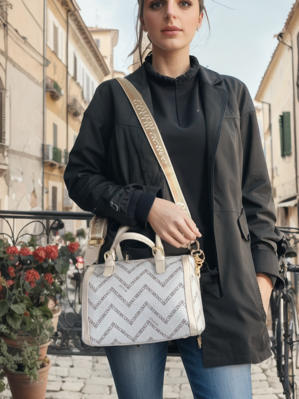Borsa bauletto a Mano e Tracolla Coveri Active donna, Leggera e alla Moda fantasia logo piccola capiente