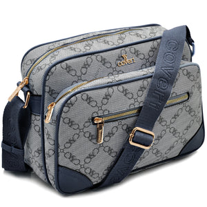 Borsa tracolla firmata YY COVERI in simil pelle pregiata tasche con cerniera fantasia logata originale