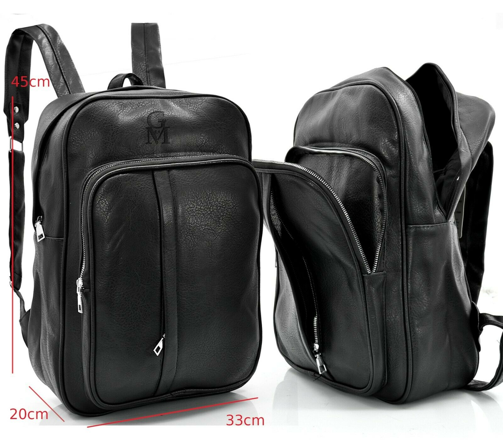 GM firmato zaino nuovo uomo donna multi tasche pelle nero elegante lav