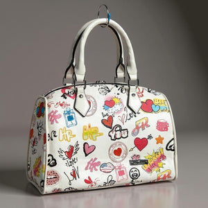 Borsa bauletto tote capiente spalla multicolore fantasia fumetto nuova simil pelle