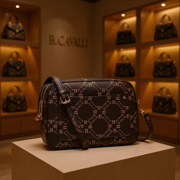 Borsa tracolla firmata B.Cavalli in simil pelle pregiata tasche con cerniera fantasia logata originale