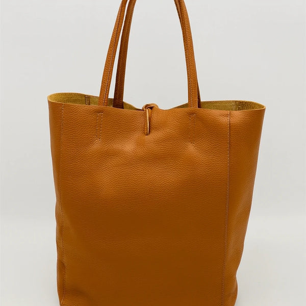 Borsa vera pelle shopping capiente unica tinta nuovo shopping  capiente donna