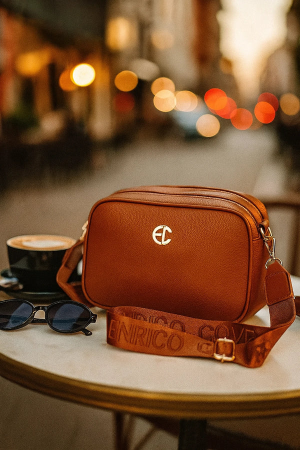 ENRICO COVERI - borsa elegante borsetta tracolla a mano simil pelle