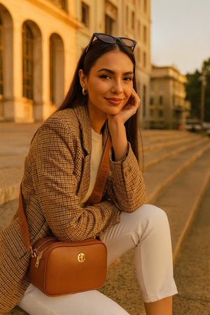 ENRICO COVERI - borsa elegante borsetta tracolla a mano simil pelle