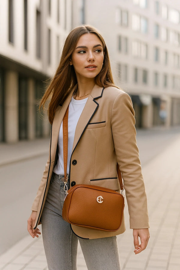 ENRICO COVERI - borsa elegante borsetta tracolla a mano simil pelle