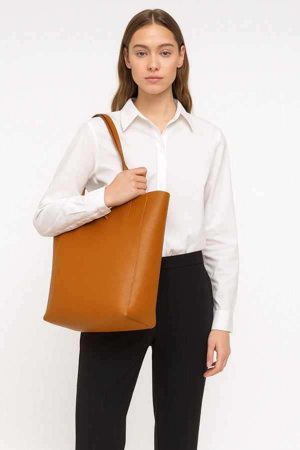 Borsa vera pelle shopping capiente unica tinta nuovo shopping  capiente donna