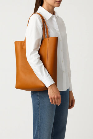 Borsa vera pelle shopping capiente unica tinta nuovo shopping  capiente donna