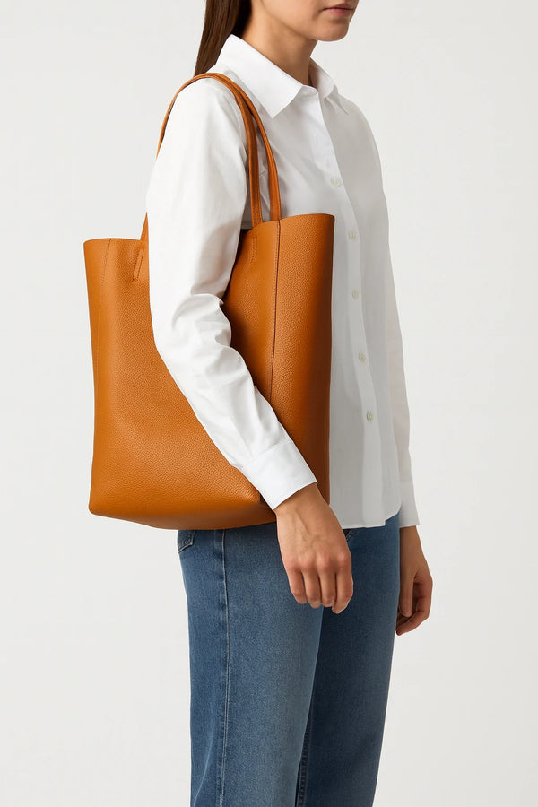 Borsa vera pelle shopping capiente unica tinta nuovo shopping  capiente donna