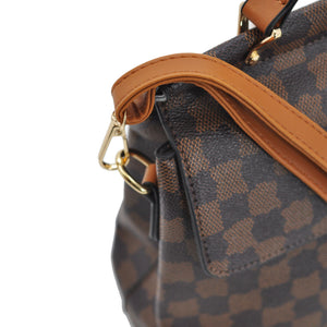 Borsa firmata GYOIAMEA donna tracolla fantasia scritte colorata capiente marrone