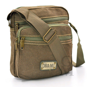 Borsello tela canvas tessuto viaggio 5 tasche cerniere borsellino piccolo casual