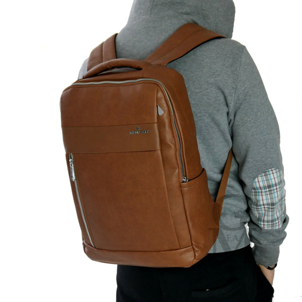 GM italia Zaino vintage uomo pelle grande nuovo USB viaggio marrone notebook pc