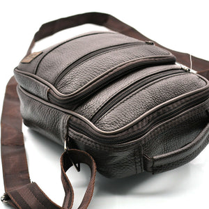 GM borsello uomo vera pelle casual multi tasche elegante zip marrone tracolla