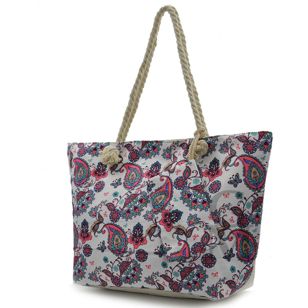 Gyoiamea borsa mare piscina tela grande manici corda fiori fantasia fiorata moda