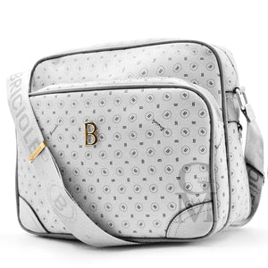 Borsa capiente chiara firmata Briciole bianca donna FANTASIA scritte tracolla
